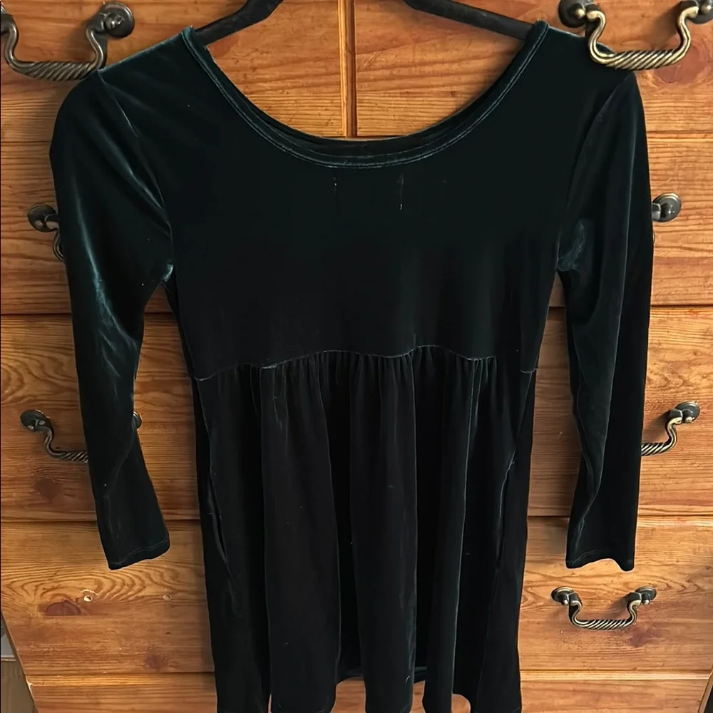 NWT Old Navy Girls Velvet Dress Dark Spruce Green